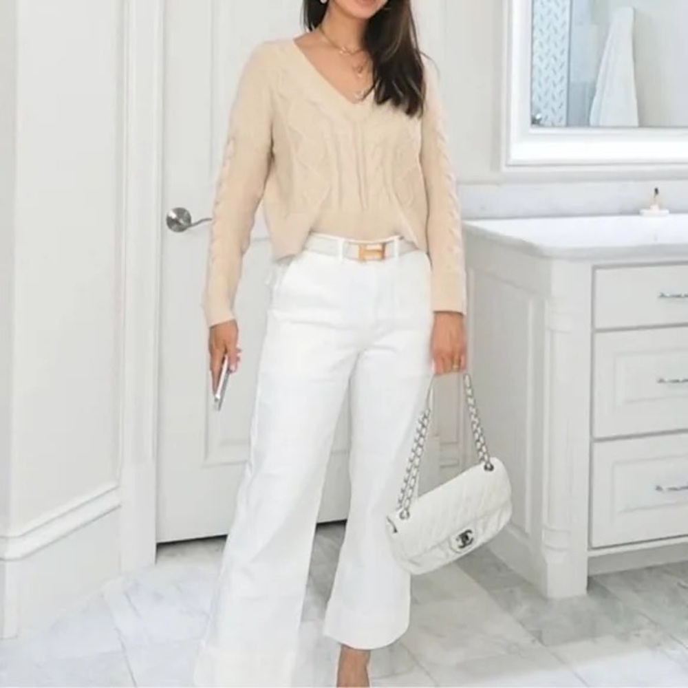 Cabi Cropped Cable Sweater (L)
